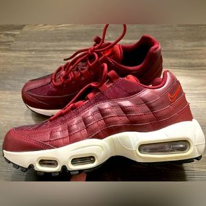 Nike Women’s Air Max 95 Sneakers in Burgundy and White